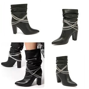 *New* Black Ankle Boots with chain details
